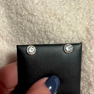 Diamond earrings with march birthstone